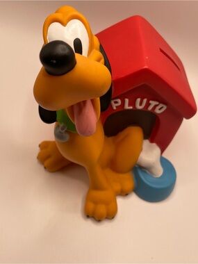 Walt Disney PLUTO Vintage Vinyl Red Doghouse 7" Coin "Piggy" Bank